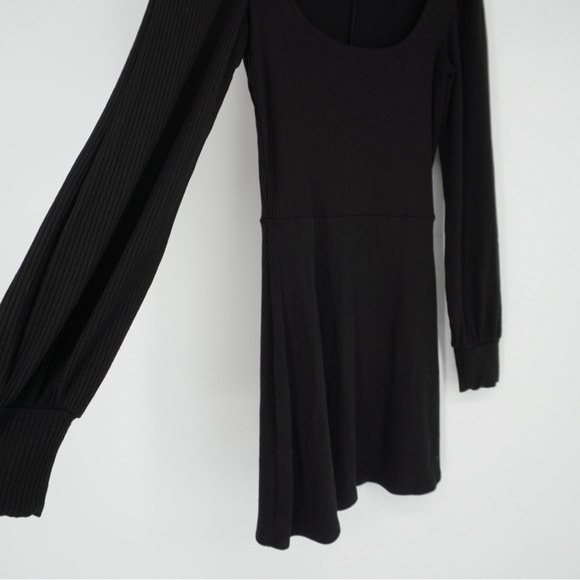 Reformation Jeans Linah Mini Fit and Flare Dress Black Puff Shoulders Small - Picture 7 of 13